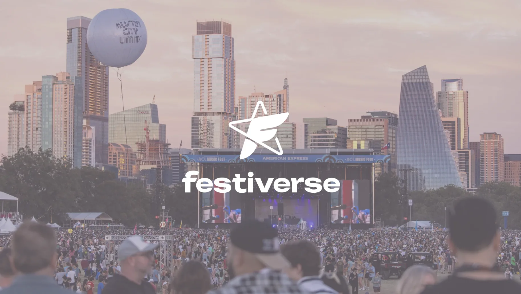 The Festiverse logo over a festival crowd at Austin City Limits.