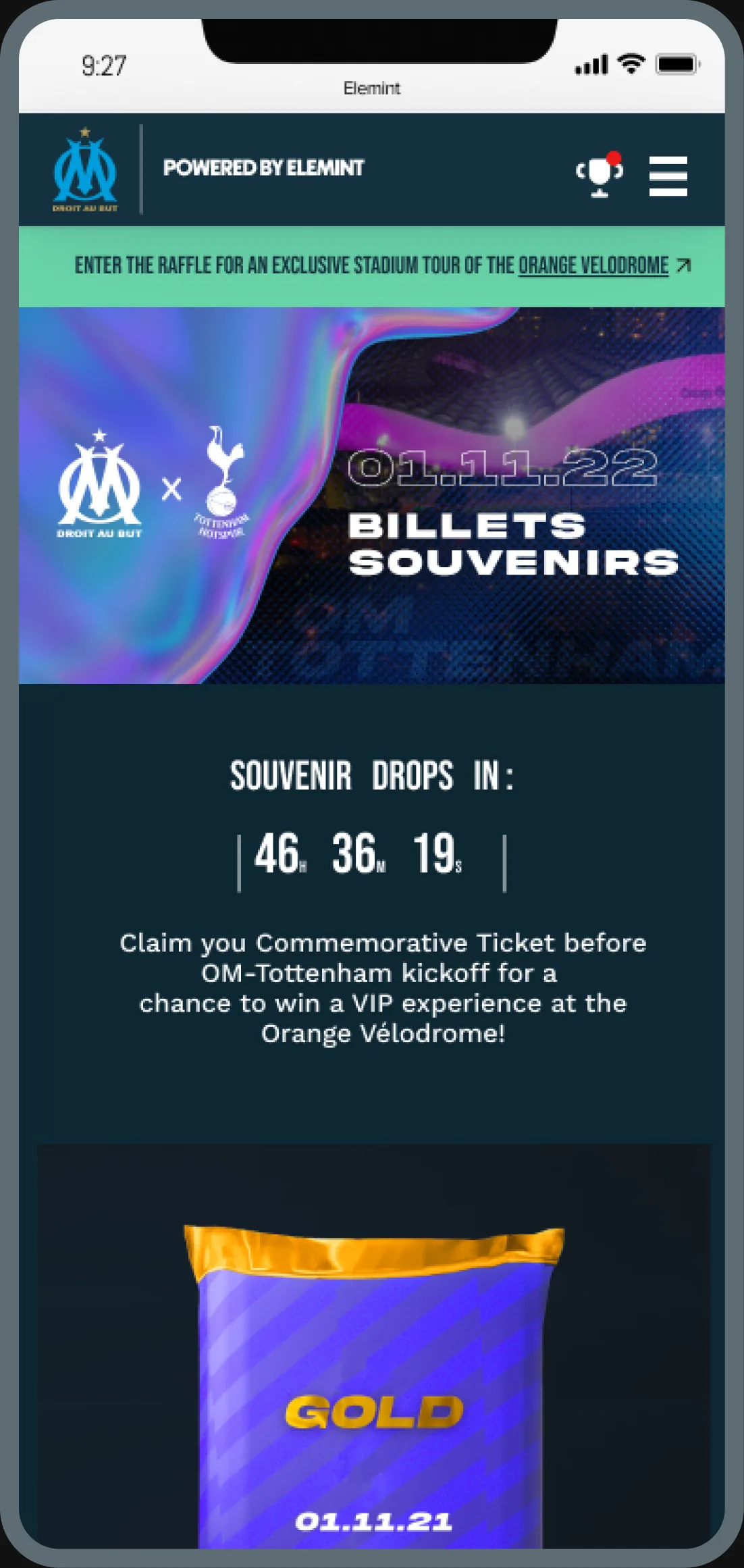 The commemorative twin ticket landing page on mobile.